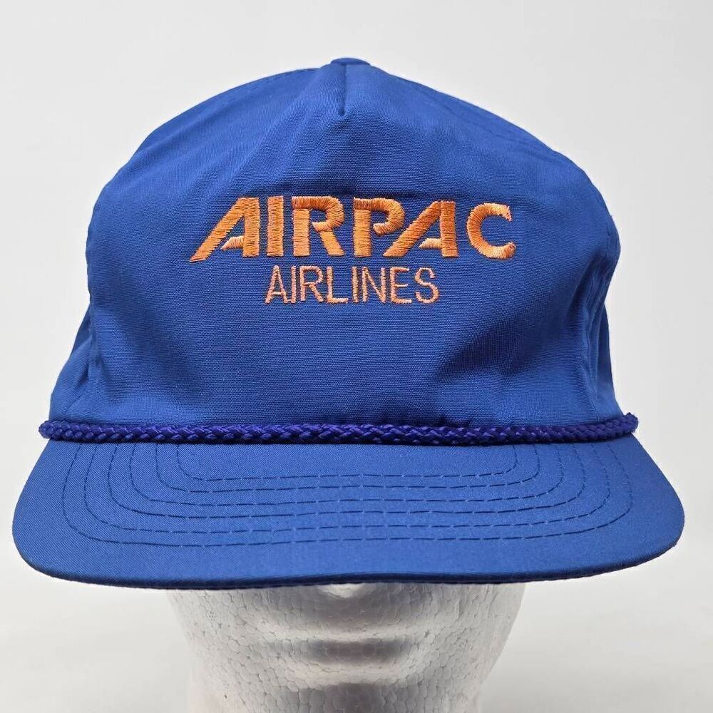 AIRPAC AIRLINES SEATTLE WASHINGTON AVIATION BLUE ROPE HAT CAP VINTAGE STRAPBACK